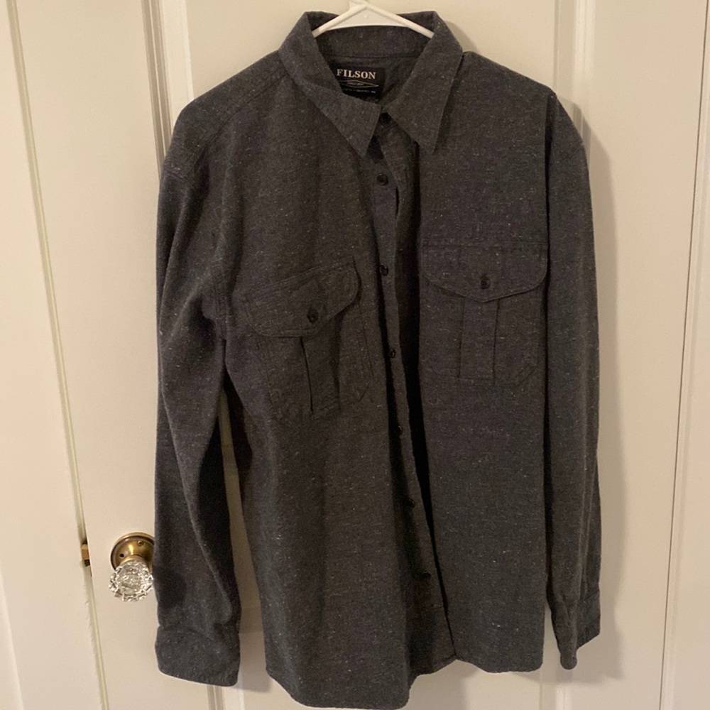 Mens Filson Gray Flannel Button Down